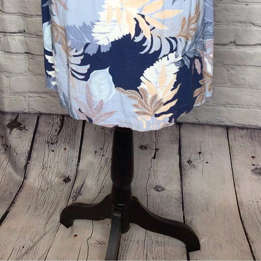 Aeropostale Blue Tan Leaf Print Paperbag Belted Skirt Small